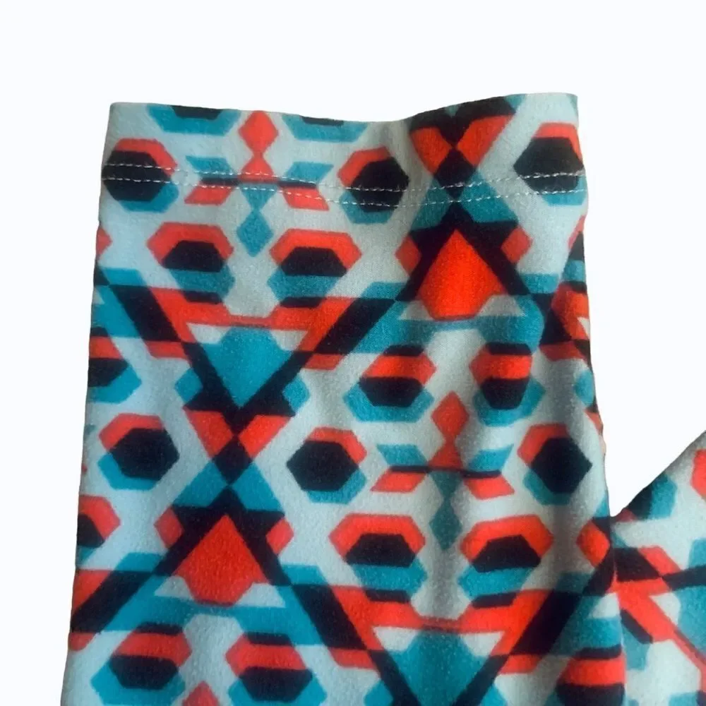Lularoe Blue Geometric Print Leggings Size OS - Picture 6 of 9
